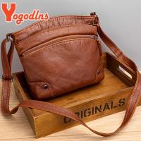 Yogodlns Vintage Soft PU Leather Shoulder Bag Female Zipper Messenger Handbag Brands Fashion Bucket Bag Casual Lady Purse femin