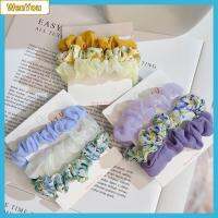 WENYOU 3pcs อีลาสติก ผ้าชีฟองเส้นด้าย scrunchies แฟชั่นสำหรับผู้หญิง ที่มัดผม ยางรัดผม ฤดูร้อนฤดูร้อนฤดูร้อน หางม้าหางม้า เชือกมัดผม สำหรับผู้หญิง