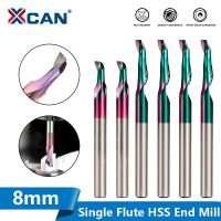 XCAN เครื่องตัดมิลลิ่ง 8 มม. Super Coated Single Flute HSS End Mill สําหรับการตัดหน้าต่างประตูอลูมิเนียม CNC Router Bit ตัดอลูมิเนียม