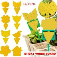 ?โปรโมชั่น gre 12/24Pcs สีเหลือง Sticky Fly Trap กระดาษกับดักแมลงวันผลไม้แมลงเพลี้ยกาว Catcher Board จับเพลี้ยแมลง pest avf ราคาถูก?................. ที่ดักแมลงวัน ดักแมลงวัน เครื่องดักแมลงวัน ที่ช็อตแมลง