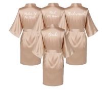 Wedding BathRobe Satin Silk Robes Plus Size Bride Bridesmaid Dress Gown Women Clothing Sleepwear Maid of Honor Rose Gold