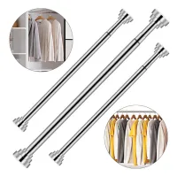 Adjustable Multifunctional Hanger Rod Shelf Loaded Extendable Rod Curtain Telescopic Pole Household Hanging Rod Bathroom Product Cleaning Tools