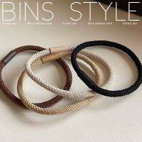 【CW】 Korean version of the textured brown earth houndstooth hair ring base rubber band elastic good