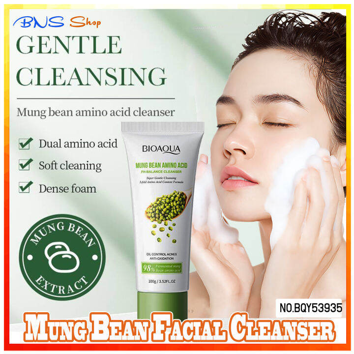 BIOAQUA Mung Bean Amino Acid PH Balanced Facial Cleanser Deep Cleaning ...