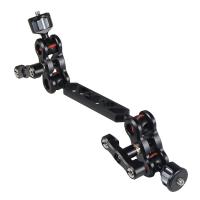 1 PCS Camera Articulating Arm Aluminum Dual Ballhead Extension Bar with 1/4Inch Screws for DSLR Camera Support