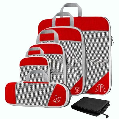 【CC】 6/3PCS Compressed Storage Organizer Set With Shoe Mesh Visual Luggage Packing Cubes Suitcase