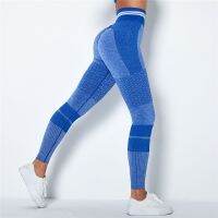 【CC】 Waist Leggings Seamless Pants Striped Knitted Gym Drying Breathable Leggins