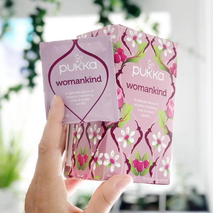 ชา-pukka-organic-herbal-tea-womankind-ชาสมุนไพรออแกนิค-ชาเพื่อสุขภาพจากประเทศอังกฤษ-1-กล่องมี-20-ซอง