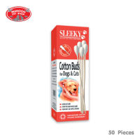 [MANOON] SLEEKY Cotton Buds for Dog&amp;Cat 50 PCS (Large Size) สลิคกี้ สำลีก้านขนาดใหญ่สำหรับสุนัขและแมว 50 ก้าน