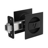 Embedded Hidden Translation Wooden Door Lock Matte Black Contemporary Privacy Square Pocket Door Hardware