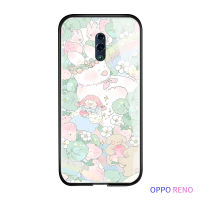 พร้อมเคส Casing Ponsel สำหรับ OPPO Reno 2F Reno2 Reno 10 Reno 10x Zoom Reno 3ดอกไม้สุดหรูสาวเคสมันวาวกันกระแทกกระจกเทมเปอร์ฝาหลังใหม่ปลอก