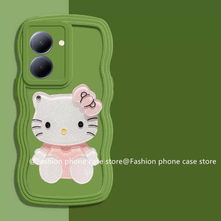 เคส-vivoy36-phone-case-vivo-y36-5g-4g-เรียบง่ายลายคลื่นของเเข็งสีใหญ่พร้อม-hellokitty-ปกป้องเลนส์กระจกแต่งหน้าฝาครอบแบบนิ่ม2023