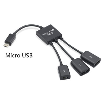 [aCHE] 3 in 1 Micro USB Type C HUB MALE TO FEMALE Double USB 2.0 Host OTG ADAPTER CABLE