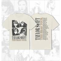 เสื้อยืดโอเวอร์ไซส์Taylor Swift The Eras Tour 2023 TAYLOR SWIFT EVERMORE ALBUM Merch Cotton T-shirt Mens and Womens Fashion Loose Short Sleeve Top Summer Cal Couple Shirt Tee S-5XL