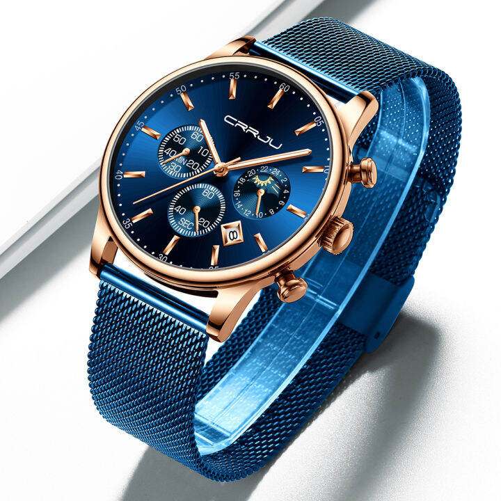 relogio-masculino-luxury-quartz-watch-for-men-blue-dial-watches-sport-watches-chronograph-clock-mesh-belt-wrist-watch