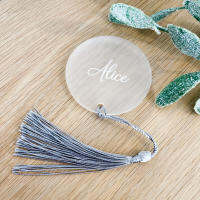 Blank Frosted Round Wedding Name Place Card With Tassel Name Sign,Gift Tag,Luggage Tag,Party Banquet Escort Card,แท็กกระเป๋า