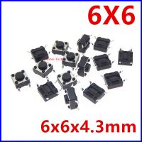 50ชิ้นสวิตช์แพทช์4PIN 6X6X4.3mm SMT 6*6*4.3 6X6X4.3สวิตช์รีเซ็ตสวิตช์ปุ่มกดไมโคร PCB SMD จุดพลังงานสวิตช์และ Savers