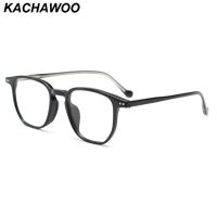 {Paopao glasses} Kachawoo Retro Square แว่นตาสำหรับผู้ชาย Acetate Tr90กรอบแว่นตาผู้หญิงวันเกิดของขวัญสีดำเสือดาวสีเทาเกาหลี Style