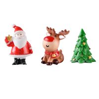 Christmas Resin Figurines Mini Landscape Micro Ornaments Miniaturesnowman Santa Claus Crafts Ornament Box Gift Craft