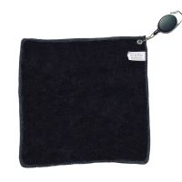 “：】、‘ 1Pc Black Golf Towel For Golfer Cotton Golf Wet And Dry Amphibian Black With Hook Golf Ball Cleaning Towel With Retractable