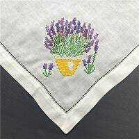 Nge18 Conjunto De 12 Lenços Guardanapos Jantar Branco Hemched Linho Mesa/placemats/toalhas Com Cor Bordado Floral