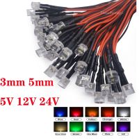 20pcs 3mm/5mm 5V 12V 24V LED Red RGB Pre-Wired Water Clear flat led Light Emitting Diodes Electrical Circuitry Parts