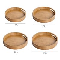 Wooden Round Serving Tray Wood Plate Tea Food Dish Drink Platter Multipurpose Baking Trays  Pans