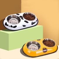 Dog Bowl Pet Stainless Steel Liner Double Bowl Cute Appearance Non-Slip Design Small And Medium Pet Feeding Food