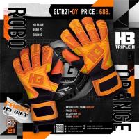 ถุงมือผู้รักษาประตู H3 รุ่น ROBO 2021 ORANGE/BLACK มี FINGER SAFE // ถุงมือโกล มีฟิงเกอร์เซฟ