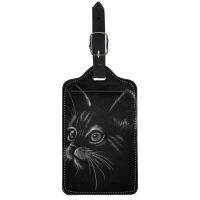 【DT】 hot  Twoheartsgirl Fashion Black Cat Suitcase Identifier Label Portable Luggage PU Tags Seal Pouch Resealable Trolly Case Card Holder