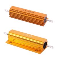 2x Gold Aluminum Clad Power Resistor Resistance 100W, 1 Ohm 1R &amp; 2 Ohm 2R