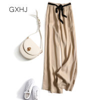 GXHJ womens wide leg pants trousers floor mopping with belt Elegant and comfortable fabric women summer trousers LHJ707