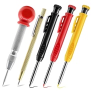 Woodworking Pencil Set with Center Punch and Carbide Marker Solid Deep