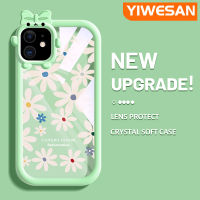 YIWESAN เคสสำหรับ iPhone 11 11 Pro 11 Pro Max,เคสการ์ตูนรูปดอกไม้เรียบง่ายเคสโทรศัพท์โปร่งใสกันกระแทกสุดน่ารักเคสนิ่มเคสป้องกันเลนส์กล้องถ่ายรูปมอนสเตอร์ตัวน้อยสุดสร้างสรรค์