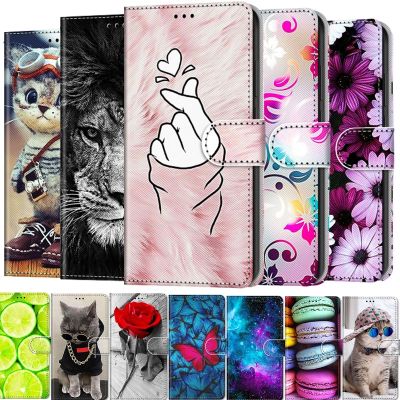 「Enjoy electronic」 Painted Leather Flip Phone Case For Huawei Y5 Y6 2017 Y7 Y9 2018 2019 Y5P Y6P Y7P Flower Wallet Card Holder Stand Book Cover