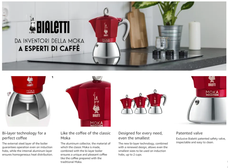 Bialetti Red 4 Cup Moka Induction