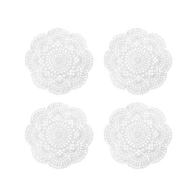 4Piece 8.6 Inch Doilies Crochet Round Lace Doily Handmade Placemats Cotton Crocheted Coasters (Beige)
