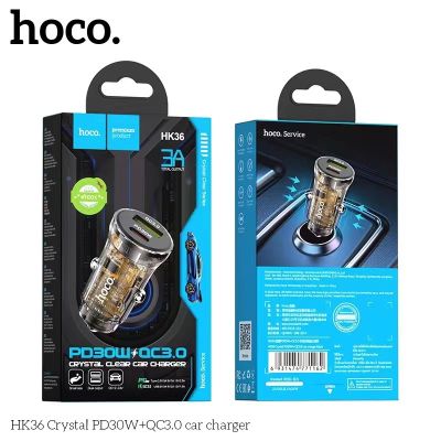 Hoco HK36 ที่ชาร์จในรถ 38W ฟาสชาร์จ Quick Charge 3.0 + PD3.0 AFC / FCP ใช้งานได้ทั้ง มอเตอร์ไซต์ และรถยนต์ ทุกรุ่น 12-24V Crystal Clear car charger