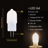 5pcs LED Mini bulb G4 12V 1.2W 1.4W Flicker free high lumen for crystal chandeliers can replace 20W 50W halogen lamps