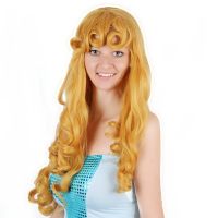 Cosplay wig sleeping beauty ai princess Laura long curly golden brown launch diffuse wig