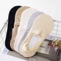 Summer Women Girl Silica Gel Lace Boat Socks Invisible Cotton Sole Non-slip Antiskid Slippers Anti-Slip 1pair 2pcs ws400