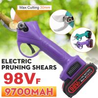 98V Cordless Pruner Electric Pruning Shear with 9700mAh Lithium-ion Battery Efficient Fruit Tree Bonsai Pruning Branches Cutter 500W