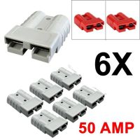 Toolstar 6Pcs 50A Anderson Type Plug Connector, 12-6AWG Forklift Butt Plug, 50A ตัวเชื่อมต่อกระแสสูง