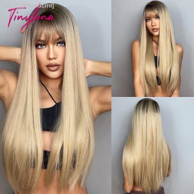 Light Blonde Synthetic Wigs Long Straight Brown Blonde Hair Wig for White Women Middle Part Cosplay Natural Hair Heat Resistant [ Hot sell ] vpdcmi