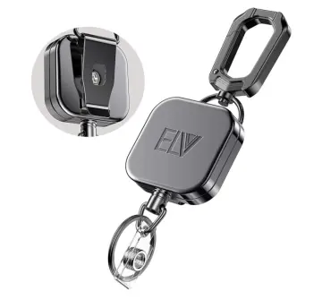 2 Pack ELV Self Retractable ID Badge Holder Key Reel, Heavy Duty