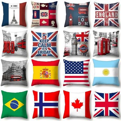 【SALES】 Rice Flag Pillow National Pattern Short Plush Cover Sofa Cushion American Style European and