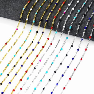 【CW】Width 2MM Chain Stainless Steel Gold Color Steel Choker Chain Enamel Satellite Beaded Cable Ball Necklace Women Man Jewelry Gift
