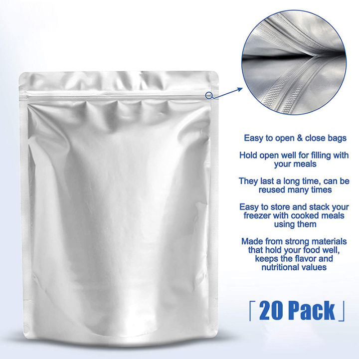 ถุงซิปล็อคแบบประหยัดอาหารกระเป๋าขาตั้งอุปกรณ์จัดระเบียบฟรี20ชิ้นสำหรับถุง