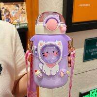 【JH】 New cute high-value cartoon with straw big belly insulation cup 316 stainless steel childrens strap water