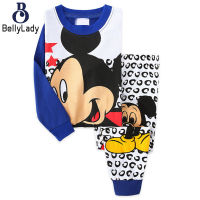 2pcs Children Home Wear Suit Round Neck Long Sleeves Fashion Cartoon Printing Shirt Trousers Set【fast】